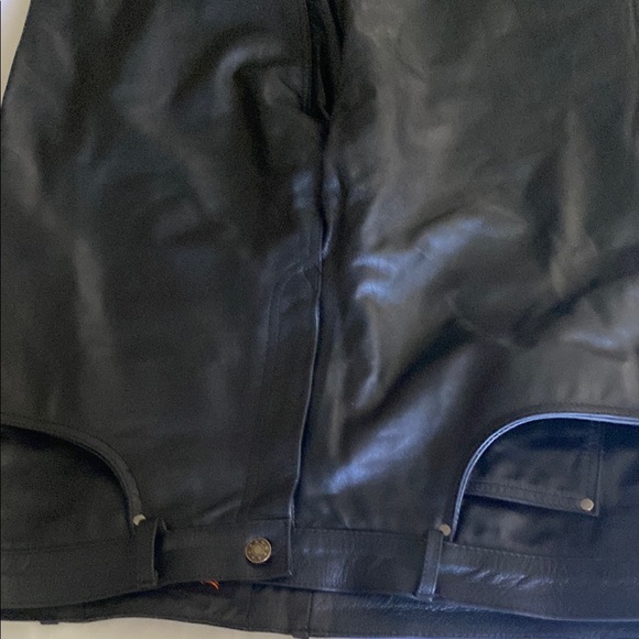 Men's Black Rocker Leather Pants - Picture 2 of 15